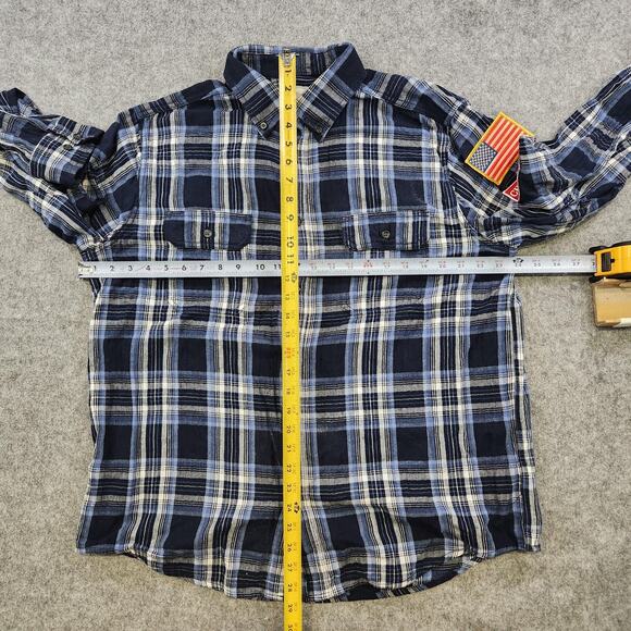 VTG Chevrolet Shirt Mens Large Blue Plaid Flannel Embroiderd Patch Racing USA - Picture 9 of 14